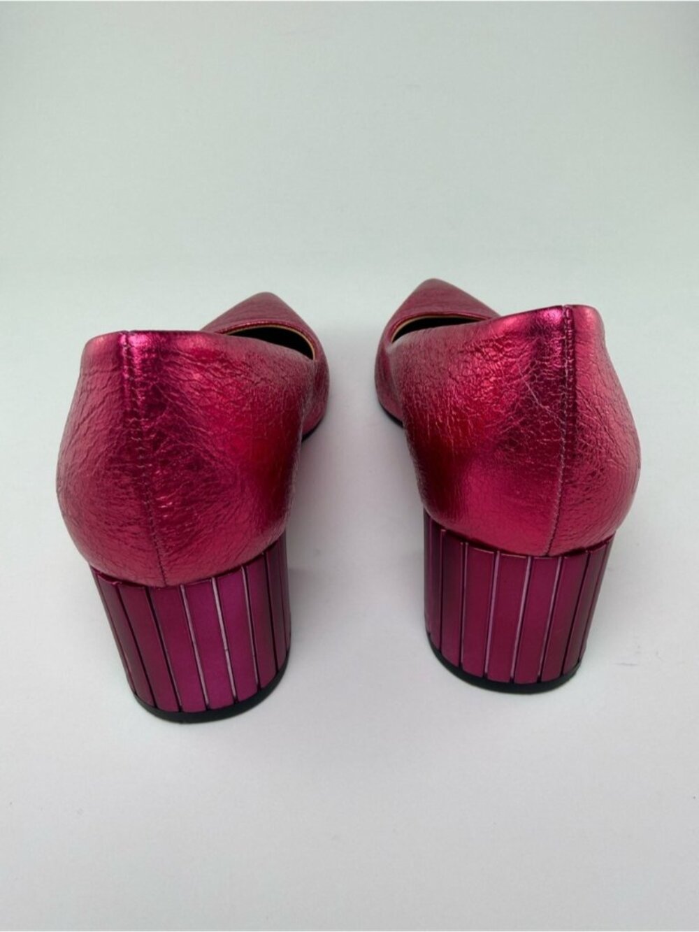 John Fluevog Bebe Metallic Pink Pump with Block Heel Size 9.5 - Picture 8 of 14